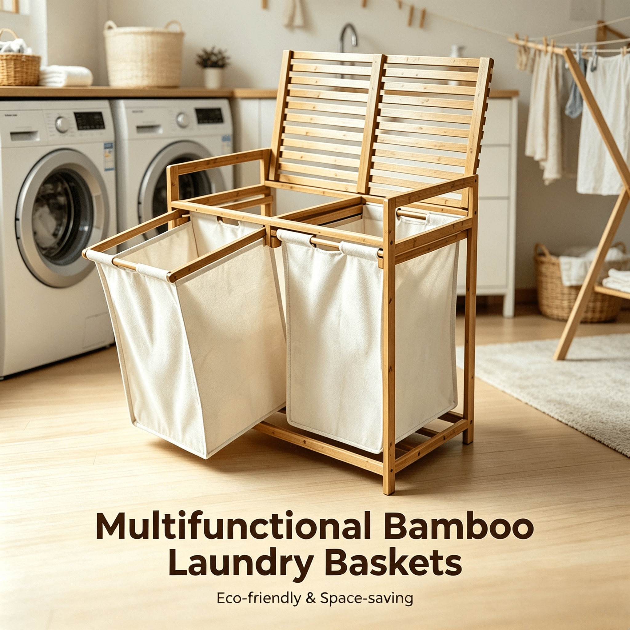 Multifunctional Bamboo Laundry Baskets - Kunknot