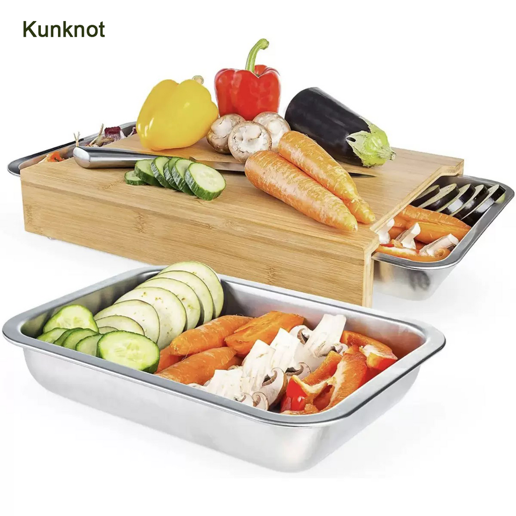 Bamboo Chopping Board With Collection Trays Wholesale