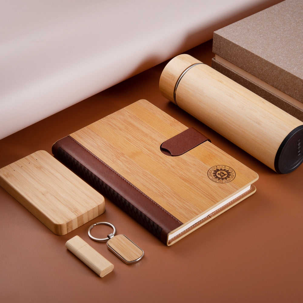 CustomBambooInsulatedWaterBottleGiftSet