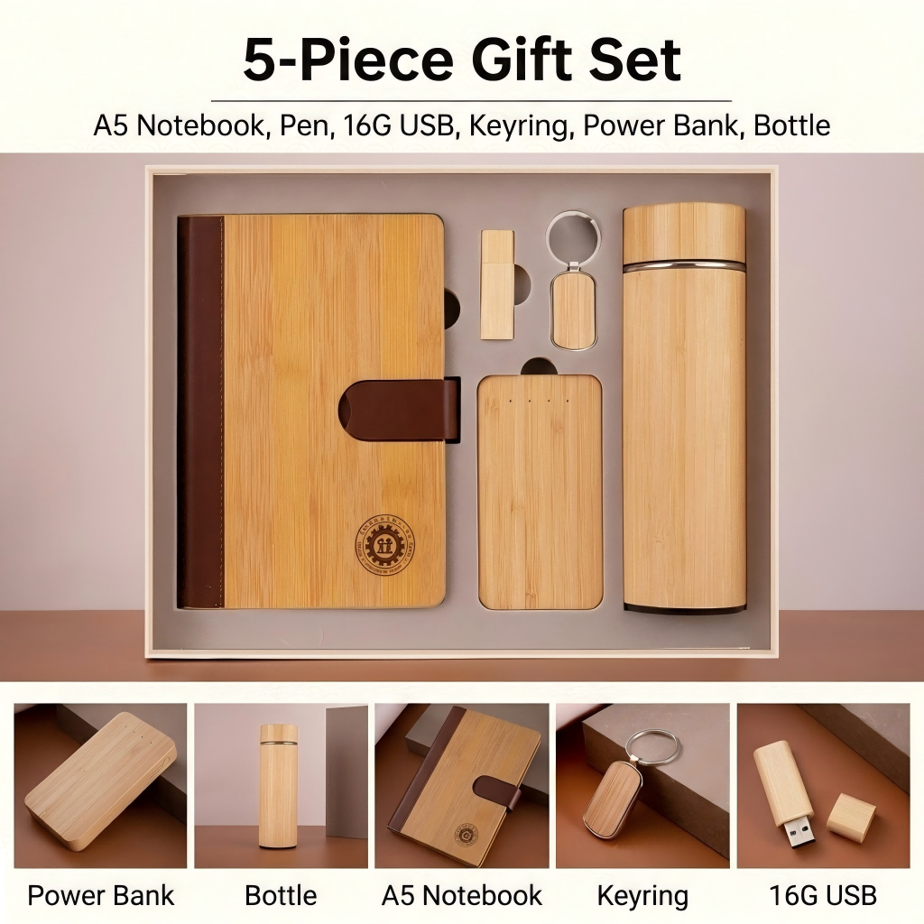 CustomBambooInsulatedWaterBottleGiftSet