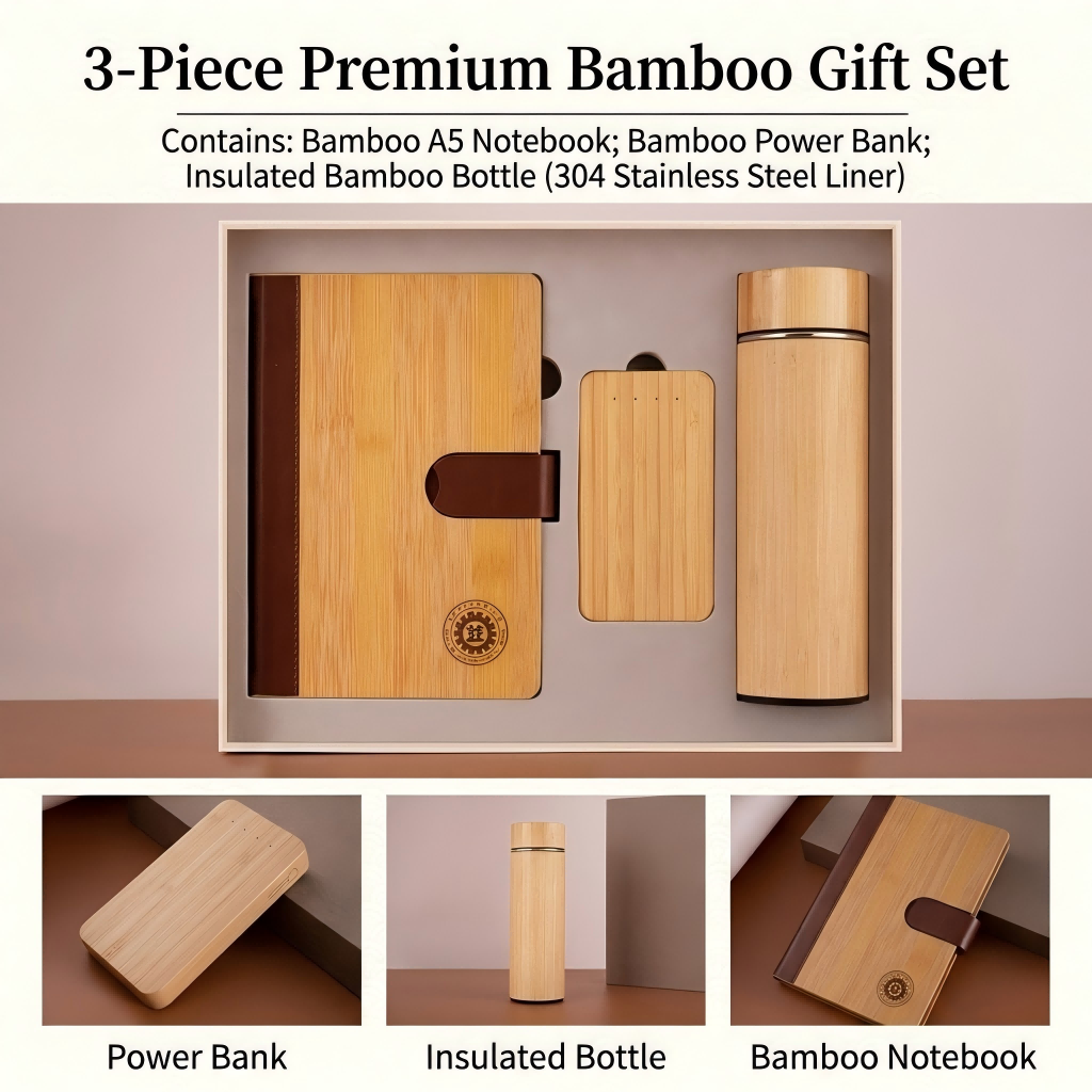 CustomBambooInsulatedWaterBottleGiftSet