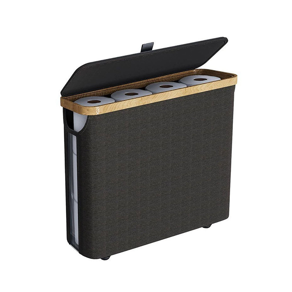 Laundry Hamper with Lid, Tall Laundry Baskets with Bamboo Pull Handles, Large Laundry Bin with Internal Support