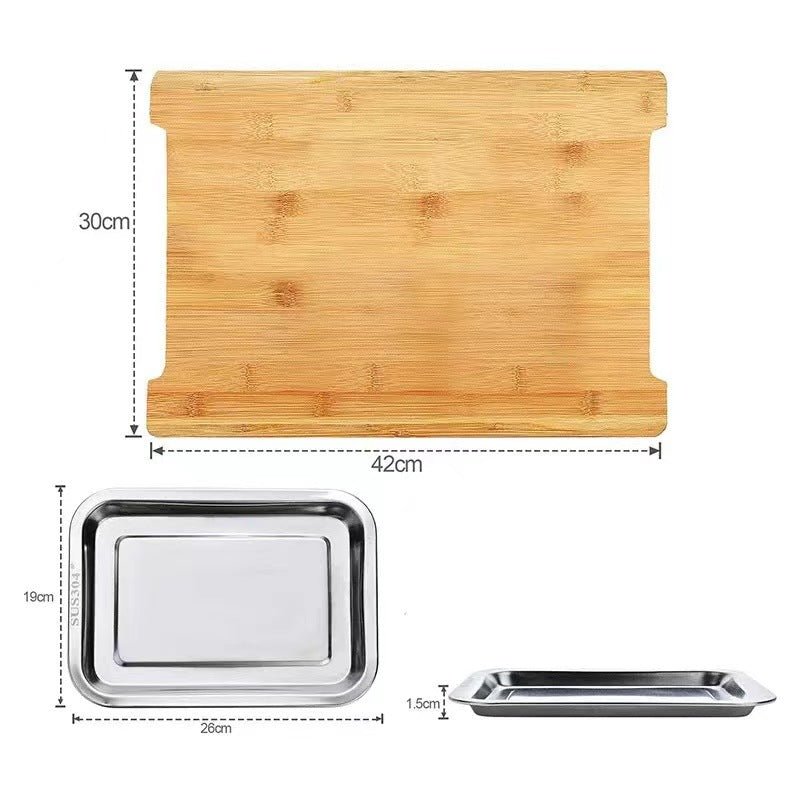 Bamboo Chopping Board With Collection Trays Wholesale - Kunknot