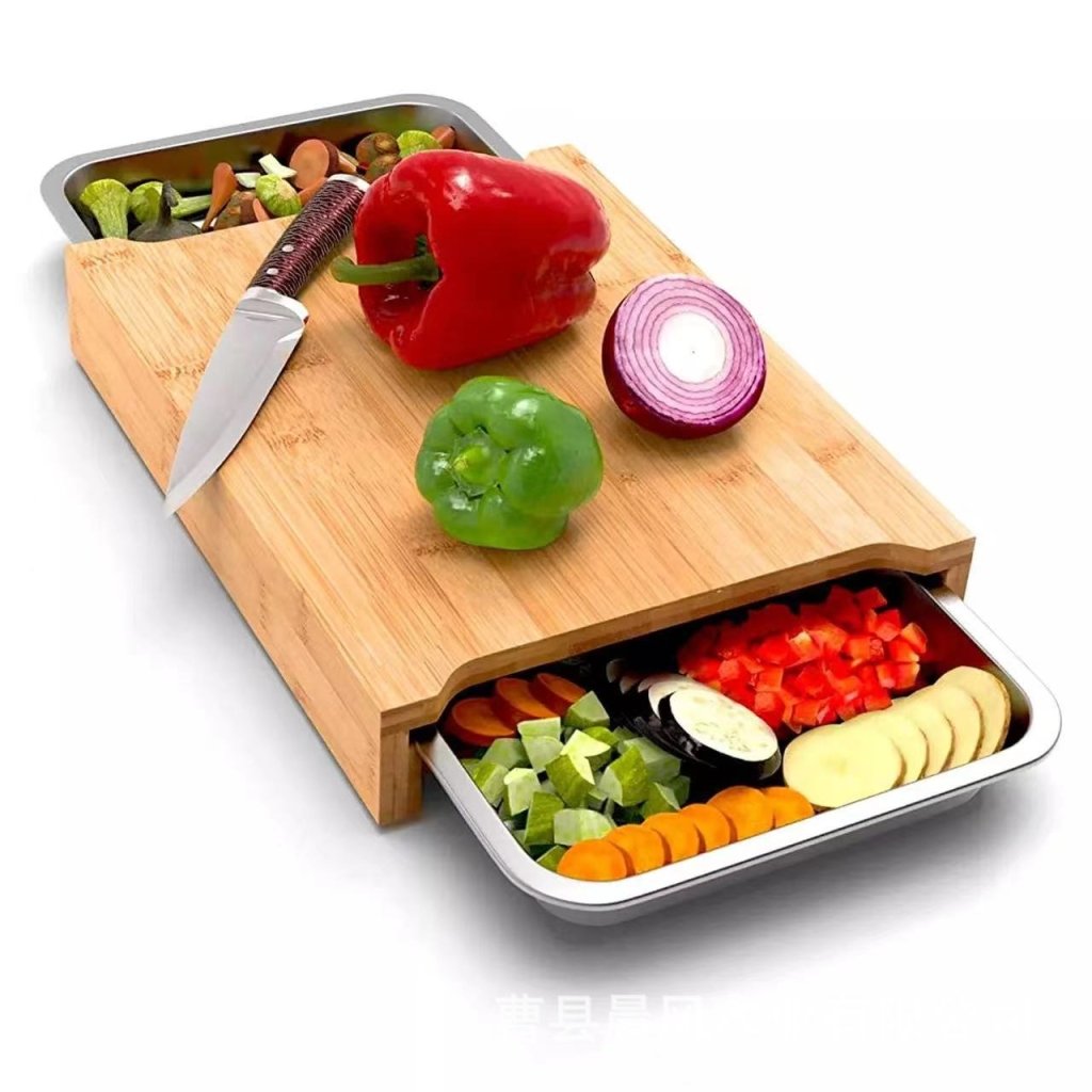 Bamboo Chopping Board With Collection Trays Wholesale - Kunknot