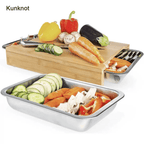 Bamboo Chopping Board With Collection Trays Wholesale - Kunknot