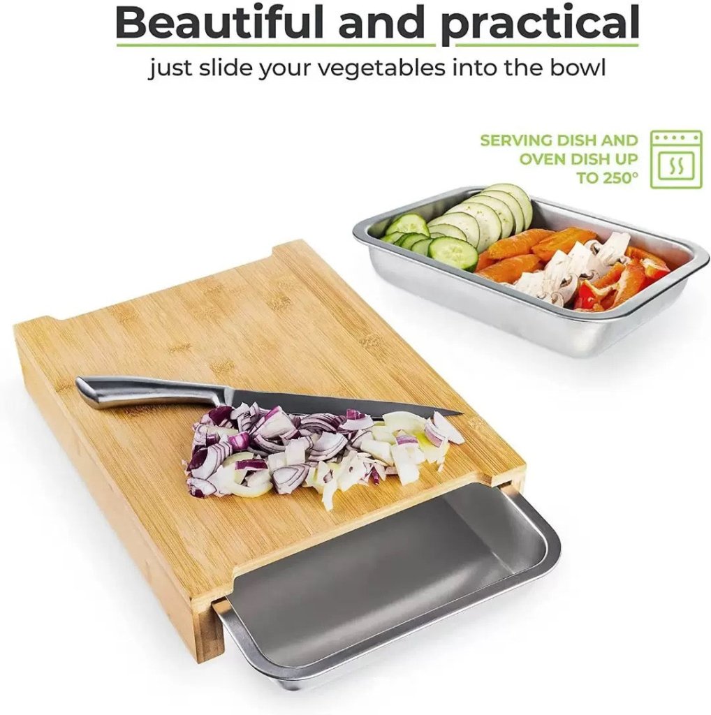 Bamboo Chopping Board With Collection Trays Wholesale - Kunknot
