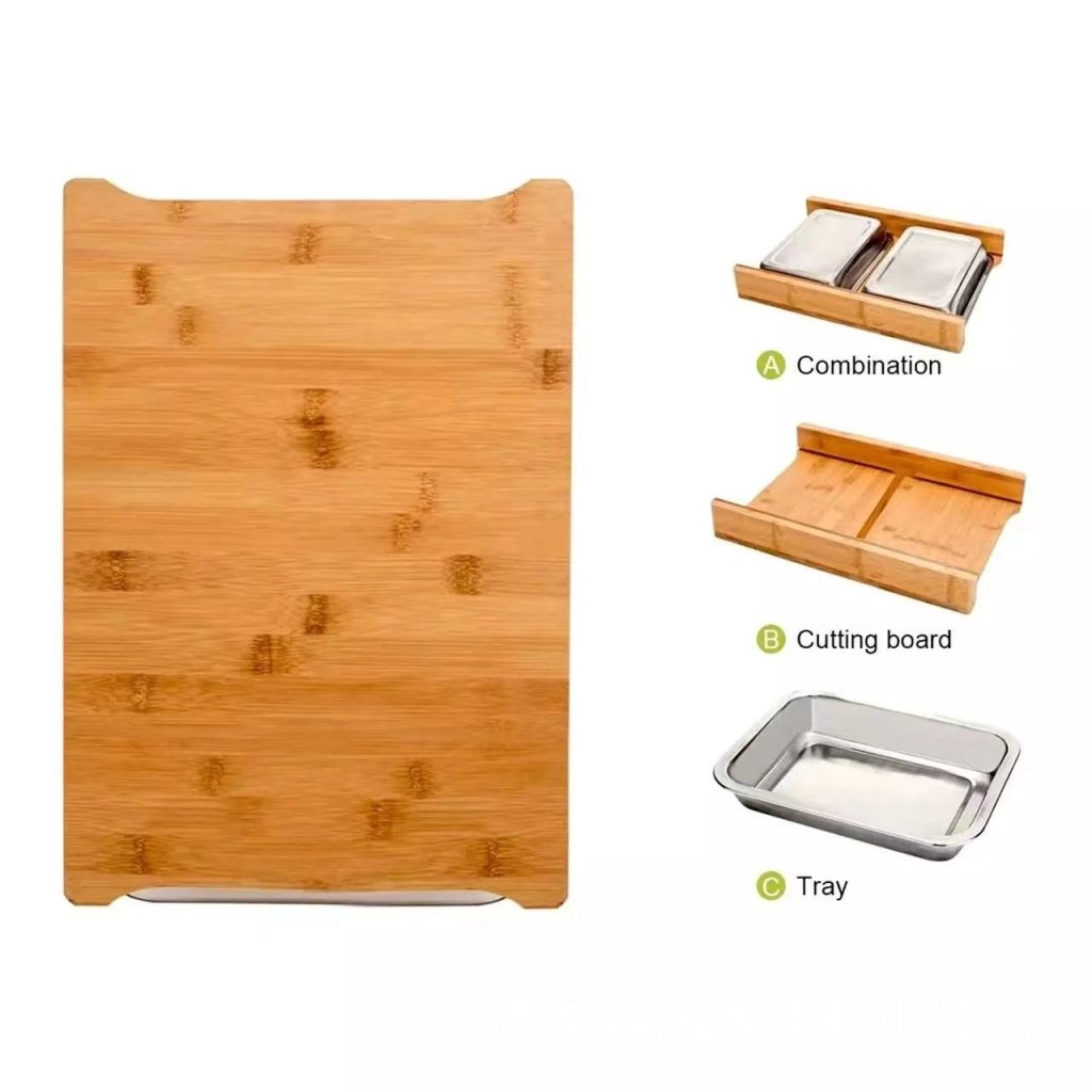 Bamboo Chopping Board With Collection Trays Wholesale - Kunknot