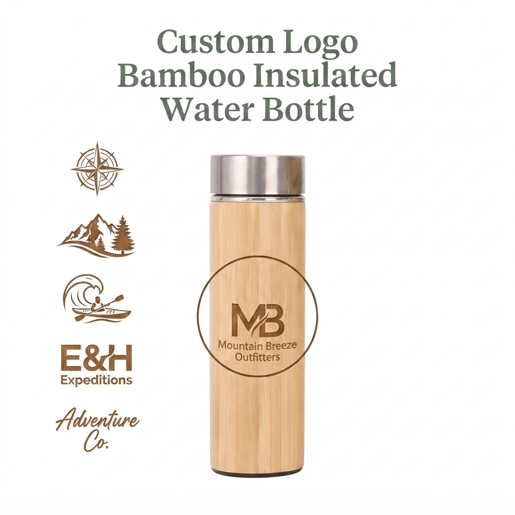 Custom Logo Bamboo Insulated Water Bottle - Kunknot