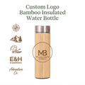 Custom Logo Bamboo Insulated Water Bottle - Kunknot