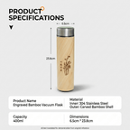 Custom Logo Bamboo Insulated Water Bottle - Kunknot